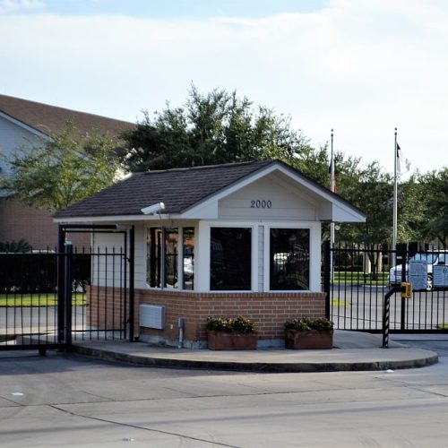 security gate house using security cameras